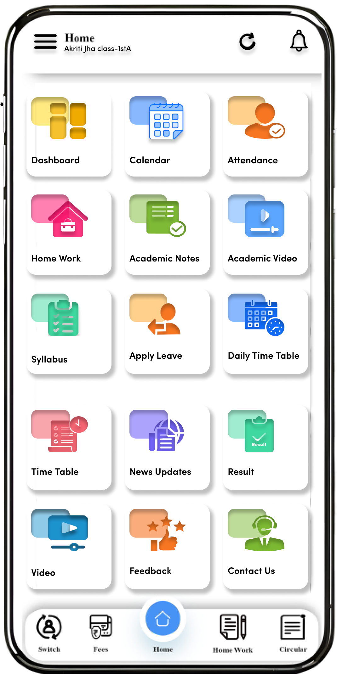 School ERP mobile app fees feature